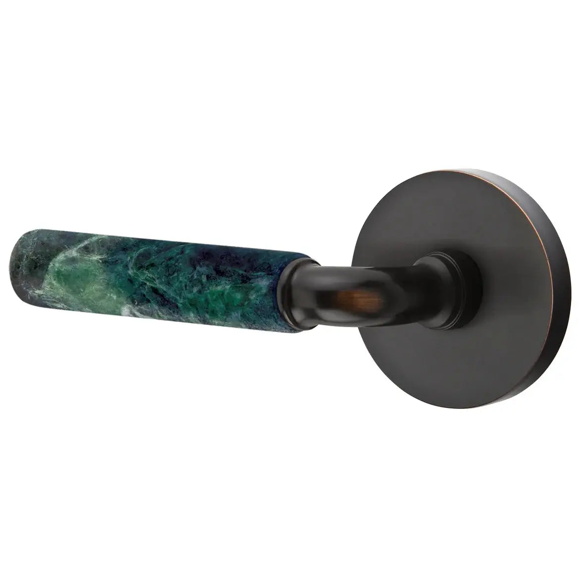 Emtek Green Marble Lever with Disk Rosette and R-Bar Stem by Emtek