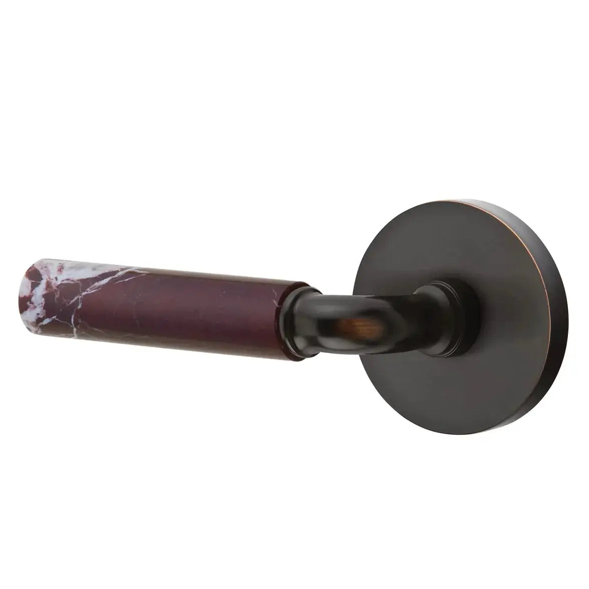 Emtek Rosso Levanto Marble Lever with Disk Rosette and R-Bar Stem by Emtek