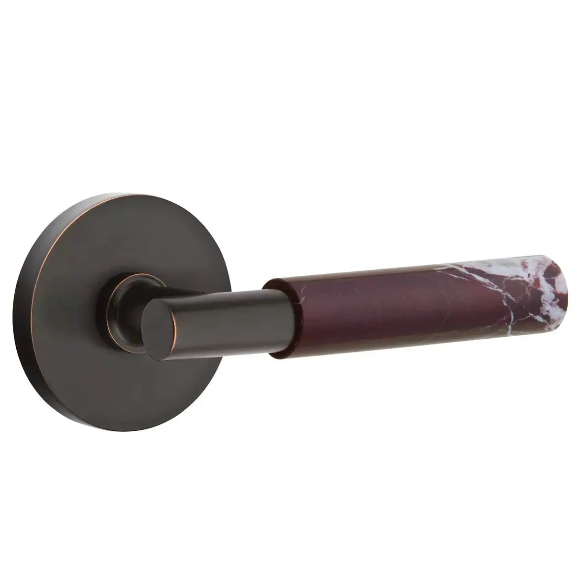 Emtek Rosso Levanto Marble Lever with Disk Rosette and T-Bar Stem by Emtek