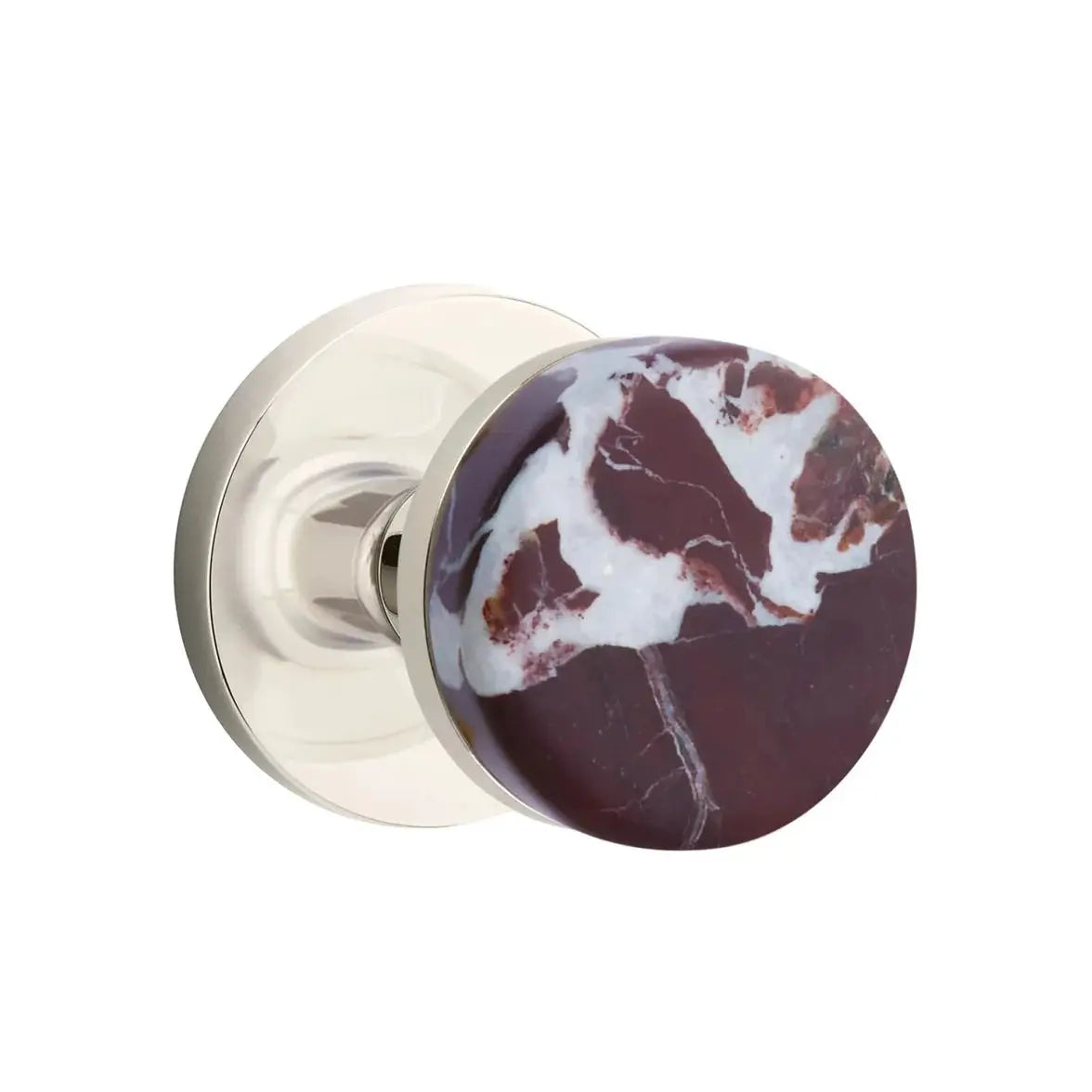 Emtek Rosso Levanto Marble Knob with Disk Rosette and Conical Stem by Emtek