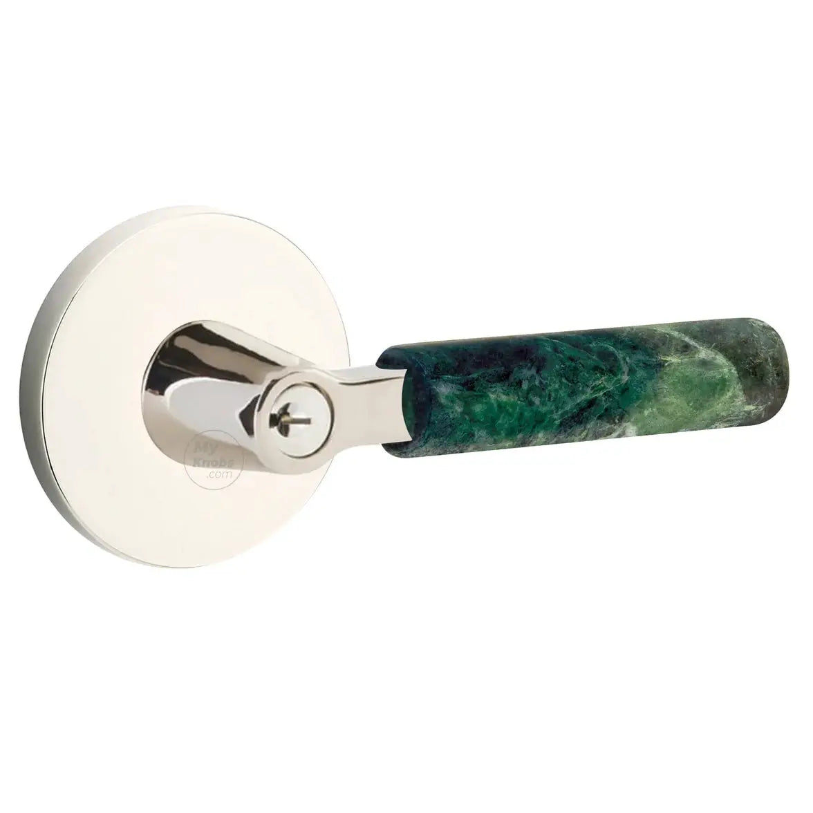 Emtek Green Marble Lever with Disk Rosette and L-Square Stem by Emtek