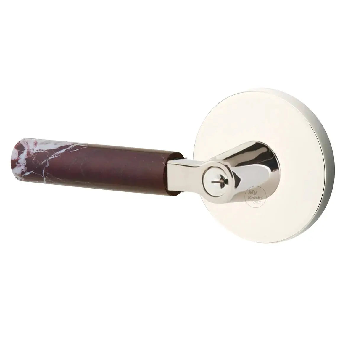 Emtek Rosso Levanto Marble Lever with Disk Rosette and L-Square Stem by Emtek