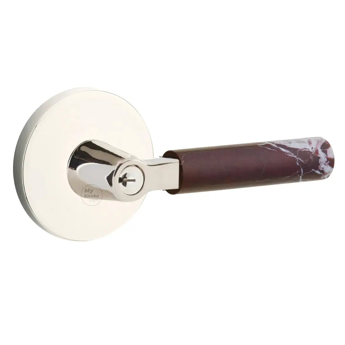 Emtek Rosso Levanto Marble Lever with Disk Rosette and L-Square Stem by Emtek