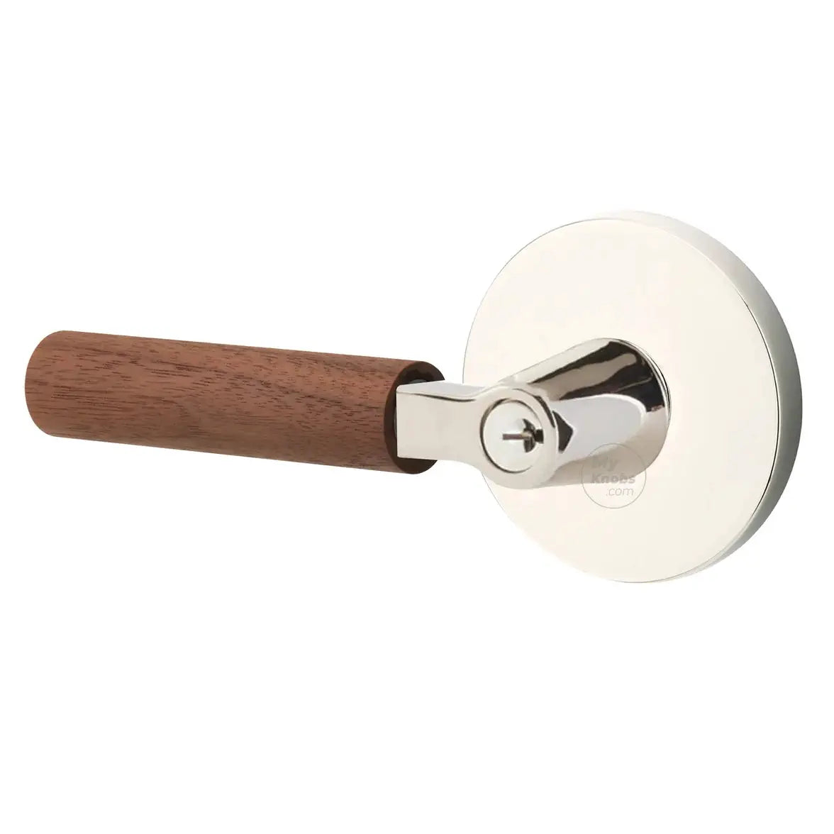 Emtek Walnut Lever with Disk Rosette and L-Square Stem by Emtek