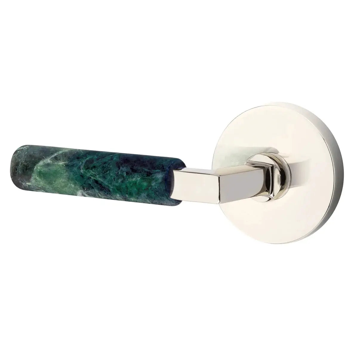 Emtek Green Marble Lever with Disk Rosette and L-Square Stem by Emtek