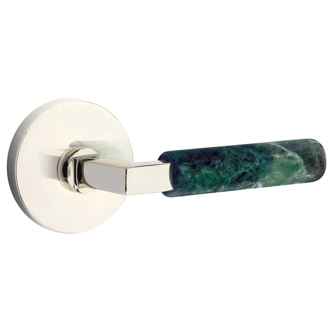 Emtek Green Marble Lever with Disk Rosette and L-Square Stem by Emtek
