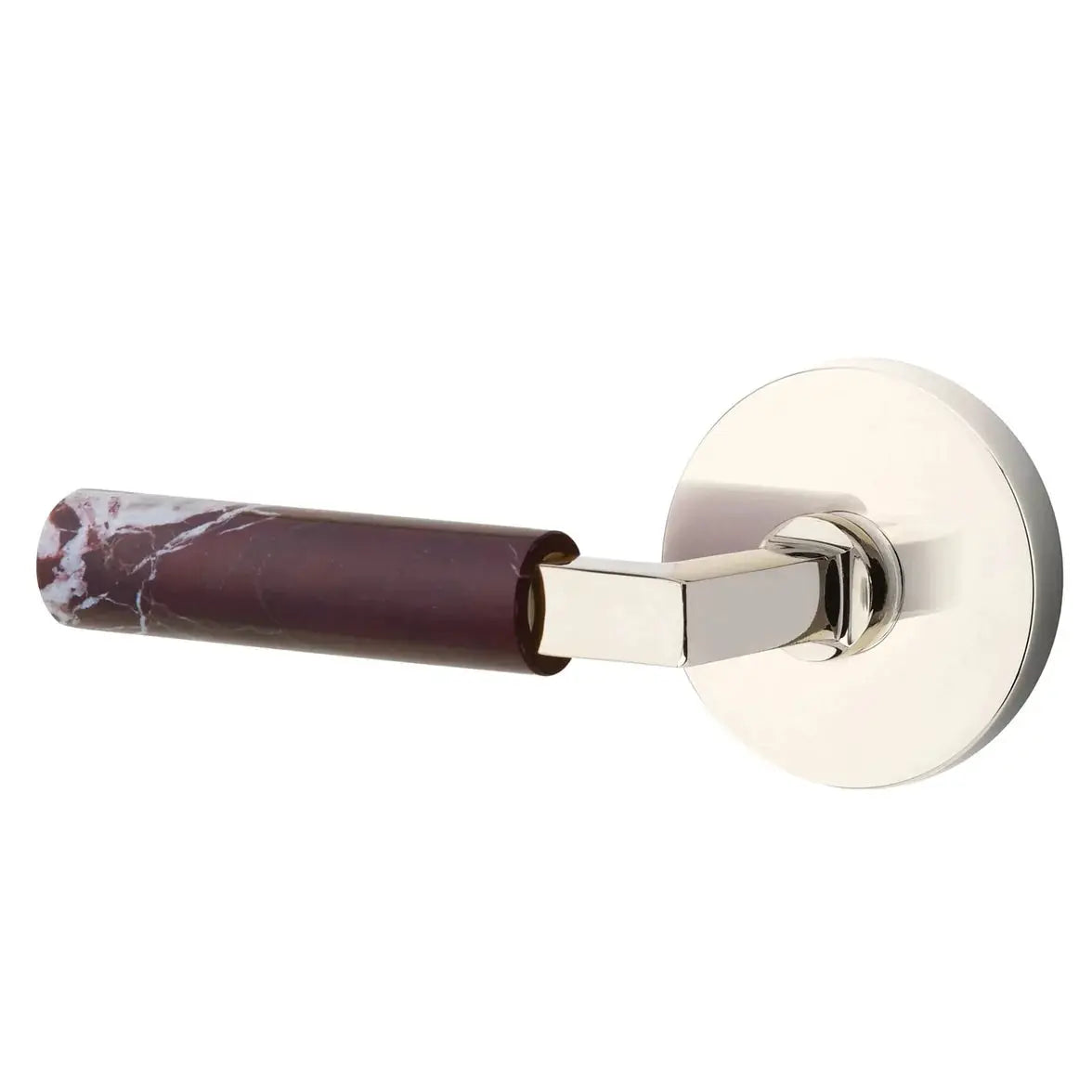 Emtek Rosso Levanto Marble Lever with Disk Rosette and L-Square Stem by Emtek