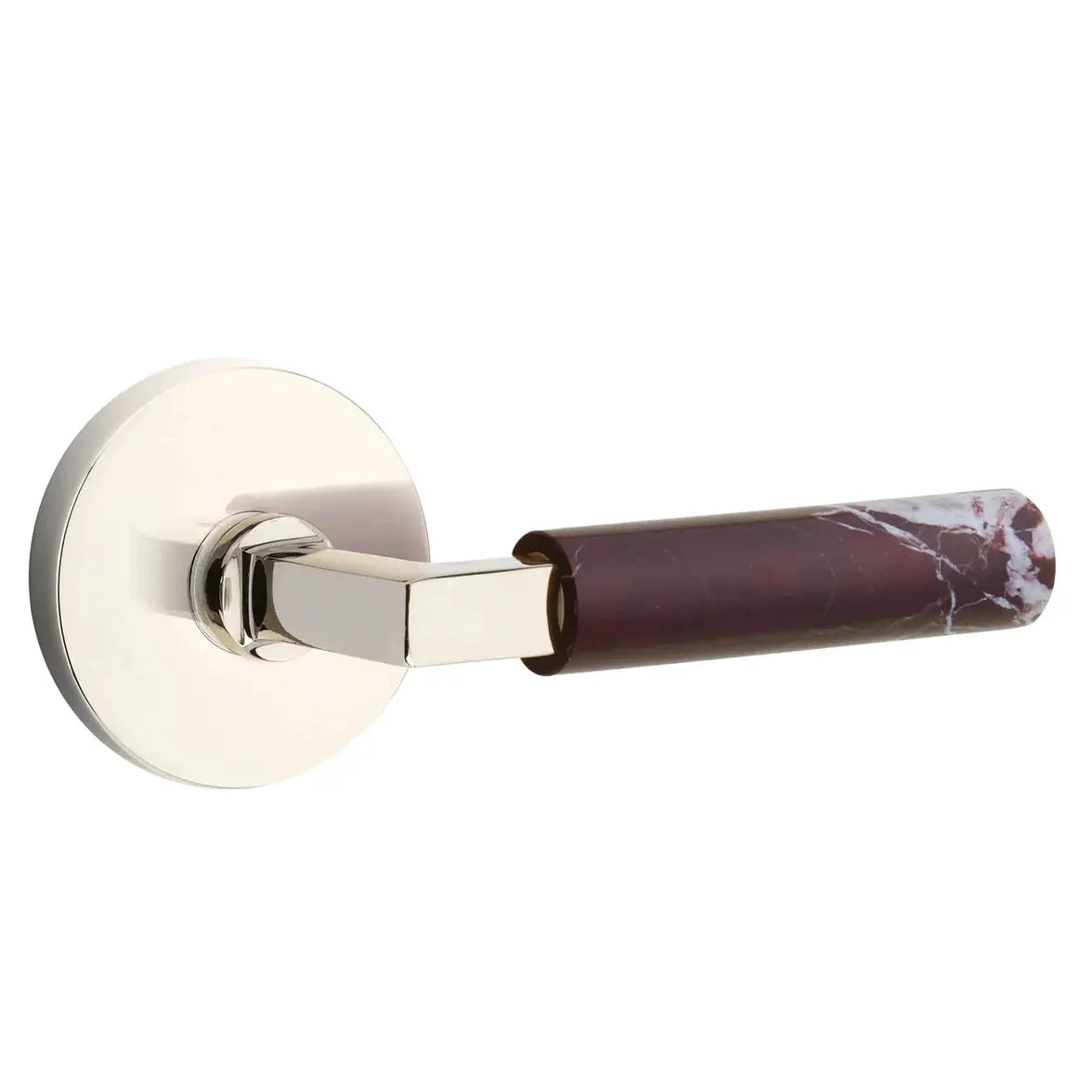Emtek Rosso Levanto Marble Lever with Disk Rosette and L-Square Stem by Emtek