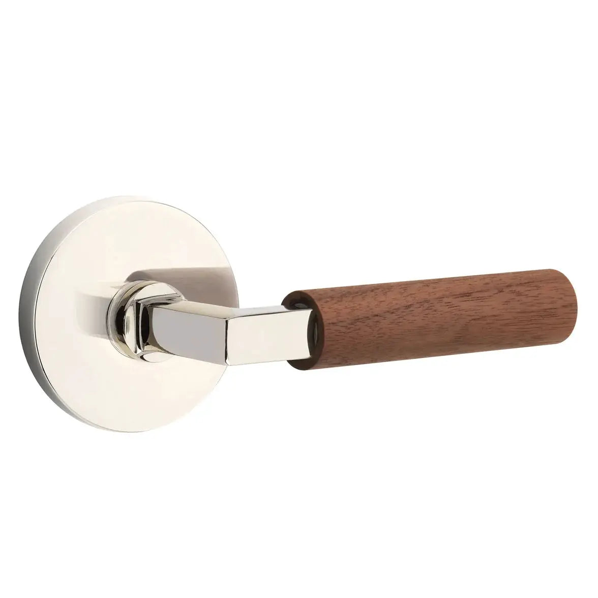 Emtek Walnut Lever with Disk Rosette and L-Square Stem by Emtek