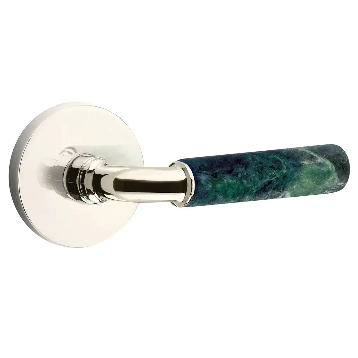 Emtek Green Marble Lever with Disk Rosette and R-Bar Stem by Emtek