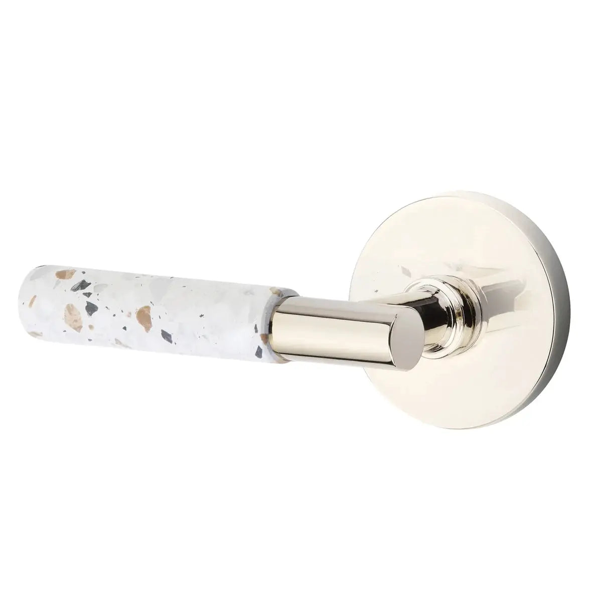 Emtek Light Terrazzo Lever with Disk Rosette and T-Bar Stem by Emtek