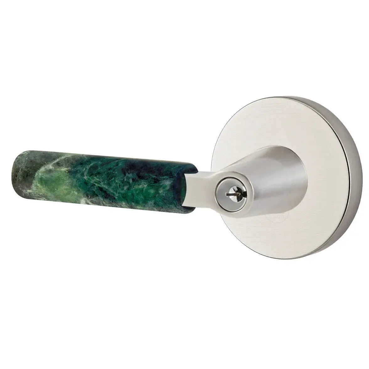 Emtek Green Marble Lever with Disk Rosette and L-Square Stem by Emtek