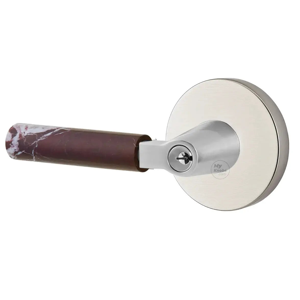 Emtek Rosso Levanto Marble Lever with Disk Rosette and L-Square Stem by Emtek