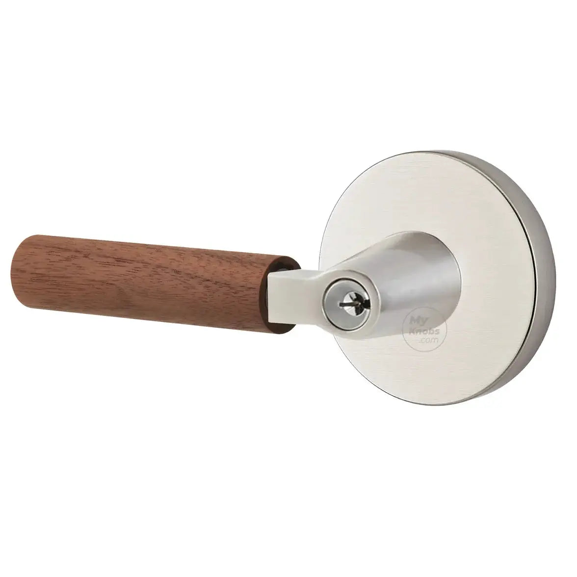 Emtek Walnut Lever with Disk Rosette and L-Square Stem by Emtek