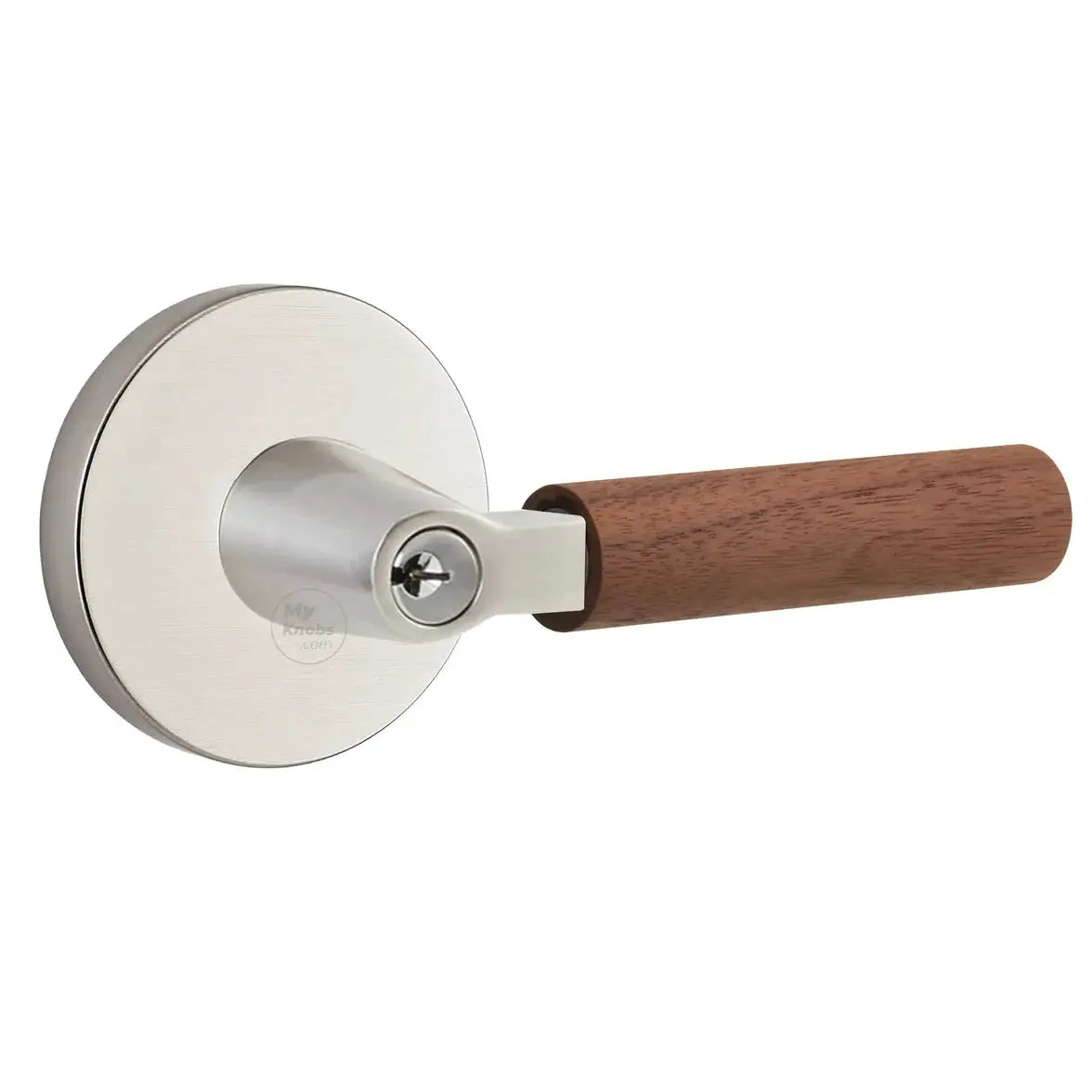 Emtek Walnut Lever with Disk Rosette and L-Square Stem by Emtek