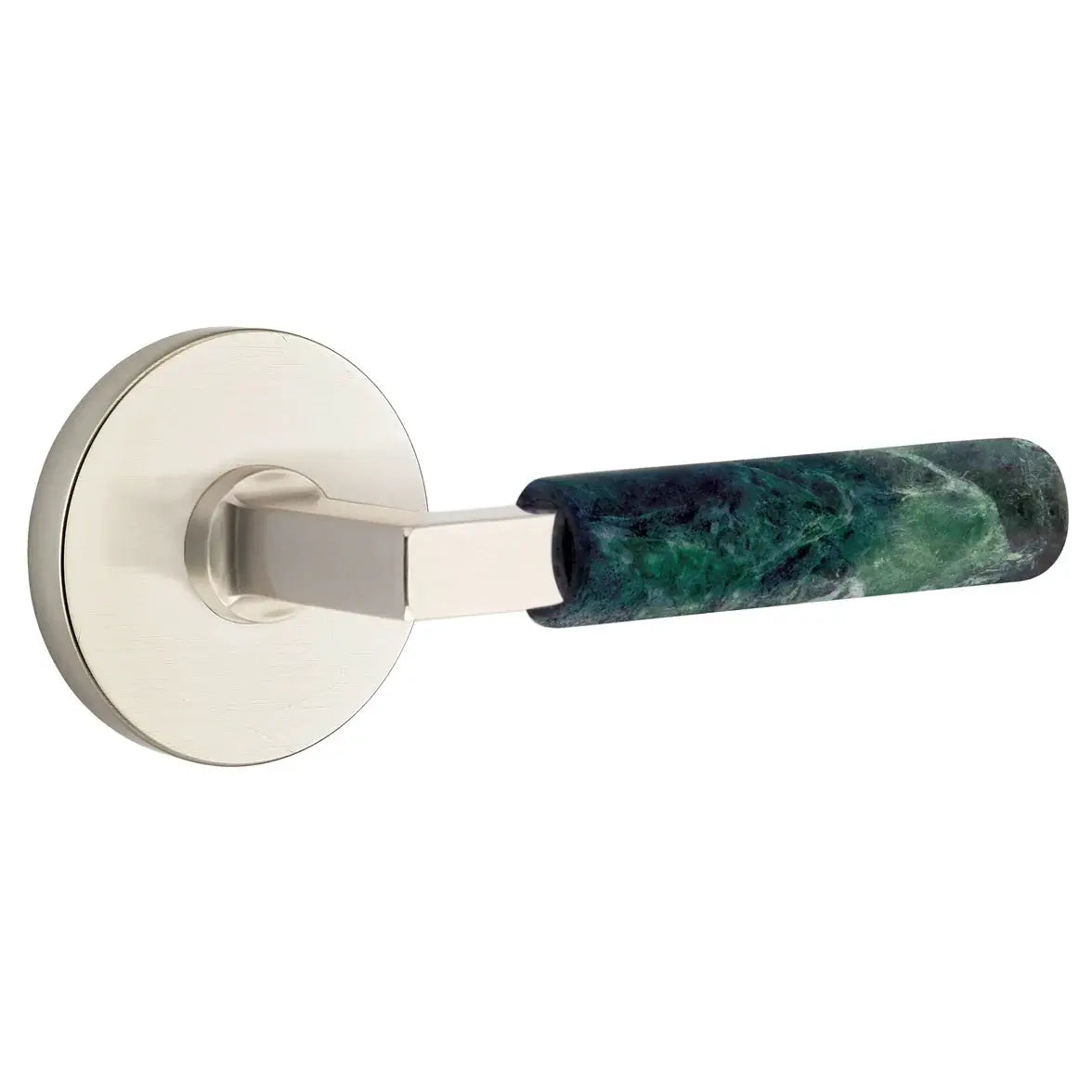 Emtek Green Marble Lever with Disk Rosette and L-Square Stem by Emtek