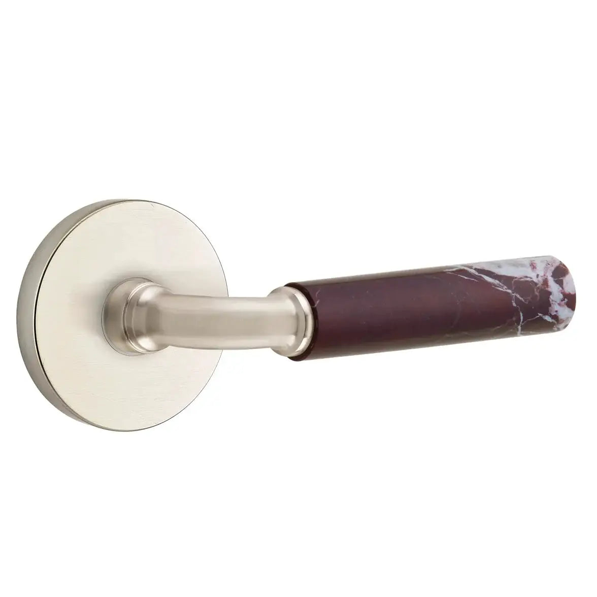 Emtek Rosso Levanto Marble Lever with Disk Rosette and R-Bar Stem by Emtek