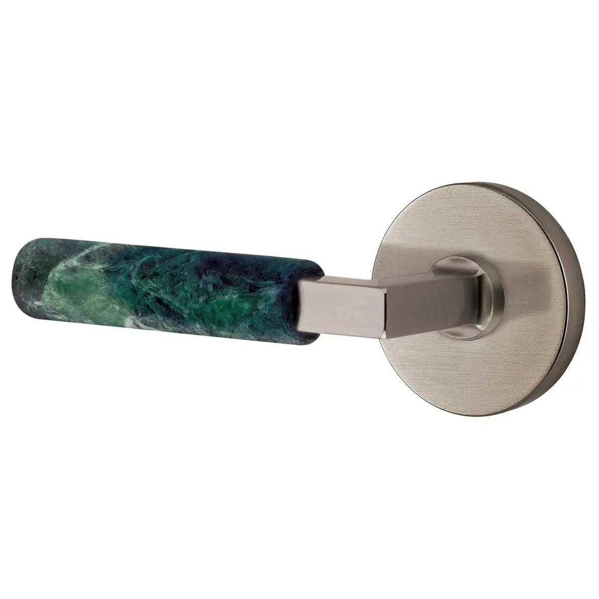 Emtek Green Marble Lever with Disk Rosette and L-Square Stem by Emtek