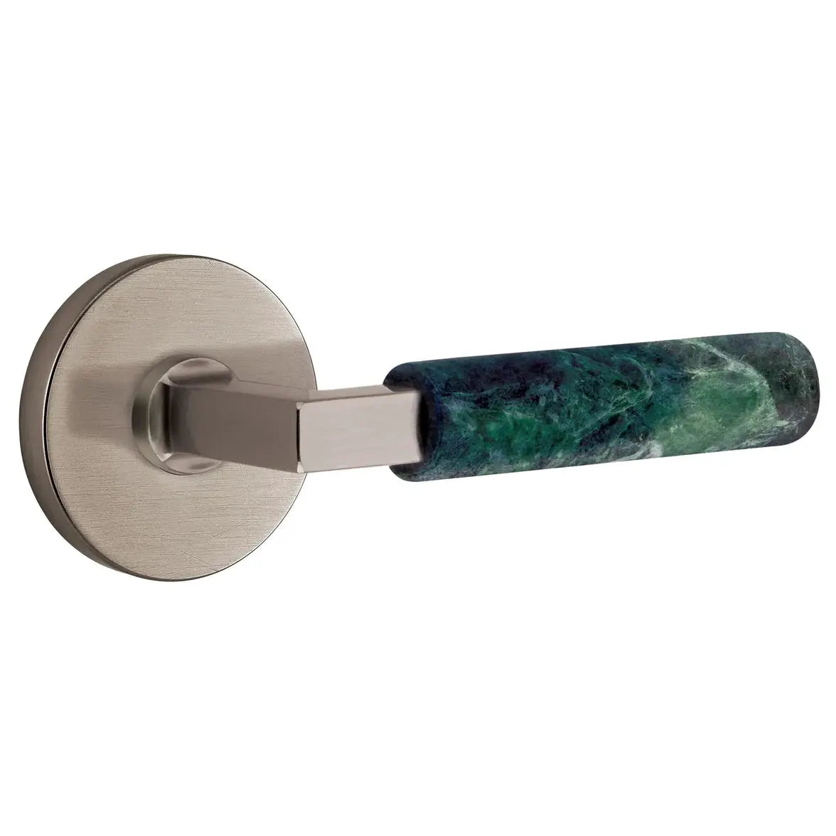 Emtek Green Marble Lever with Disk Rosette and L-Square Stem by Emtek