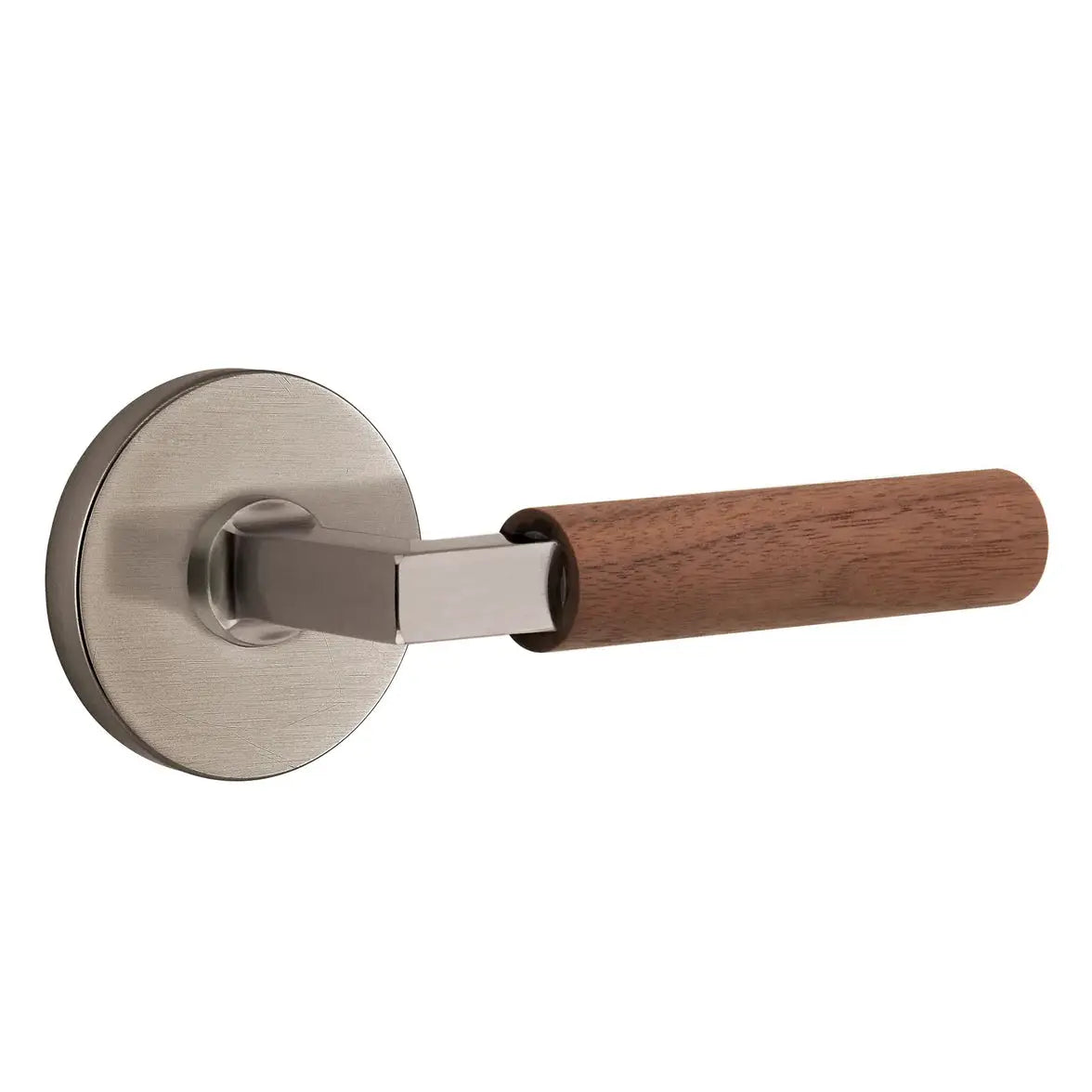 Emtek Walnut Lever with Disk Rosette and L-Square Stem by Emtek