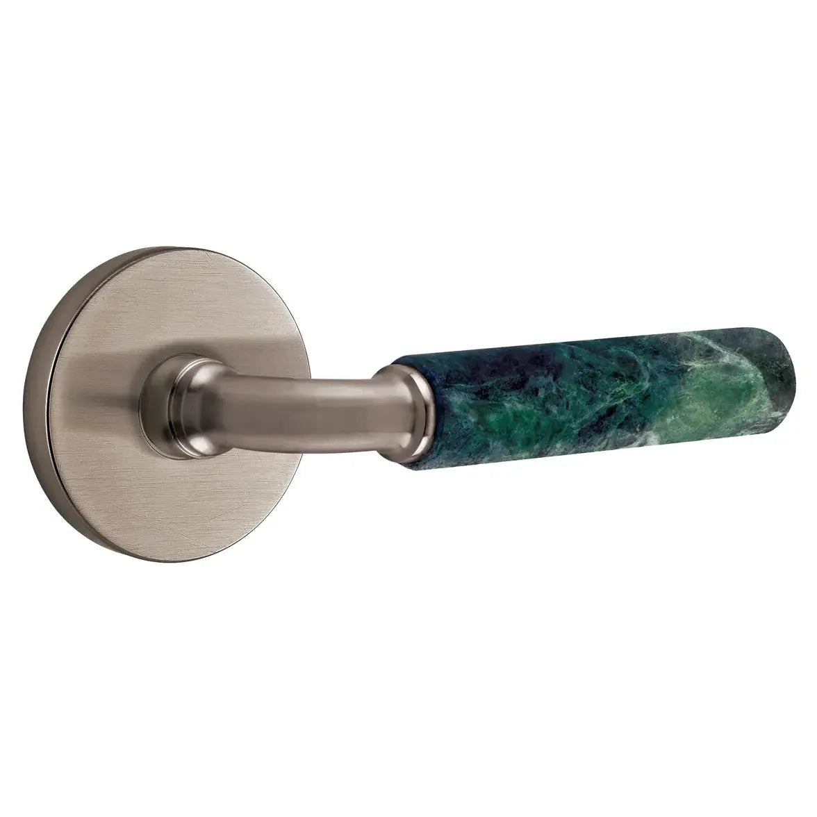 Emtek Green Marble Lever with Disk Rosette and R-Bar Stem by Emtek