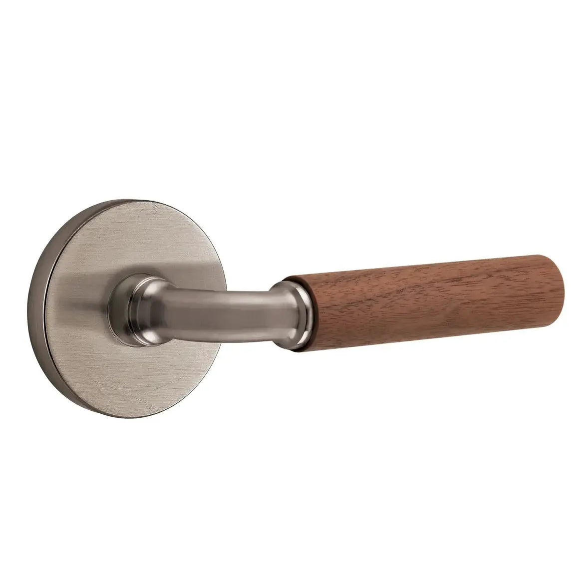 Emtek Walnut Lever with Disk Rosette and R-Bar Stem by Emtek