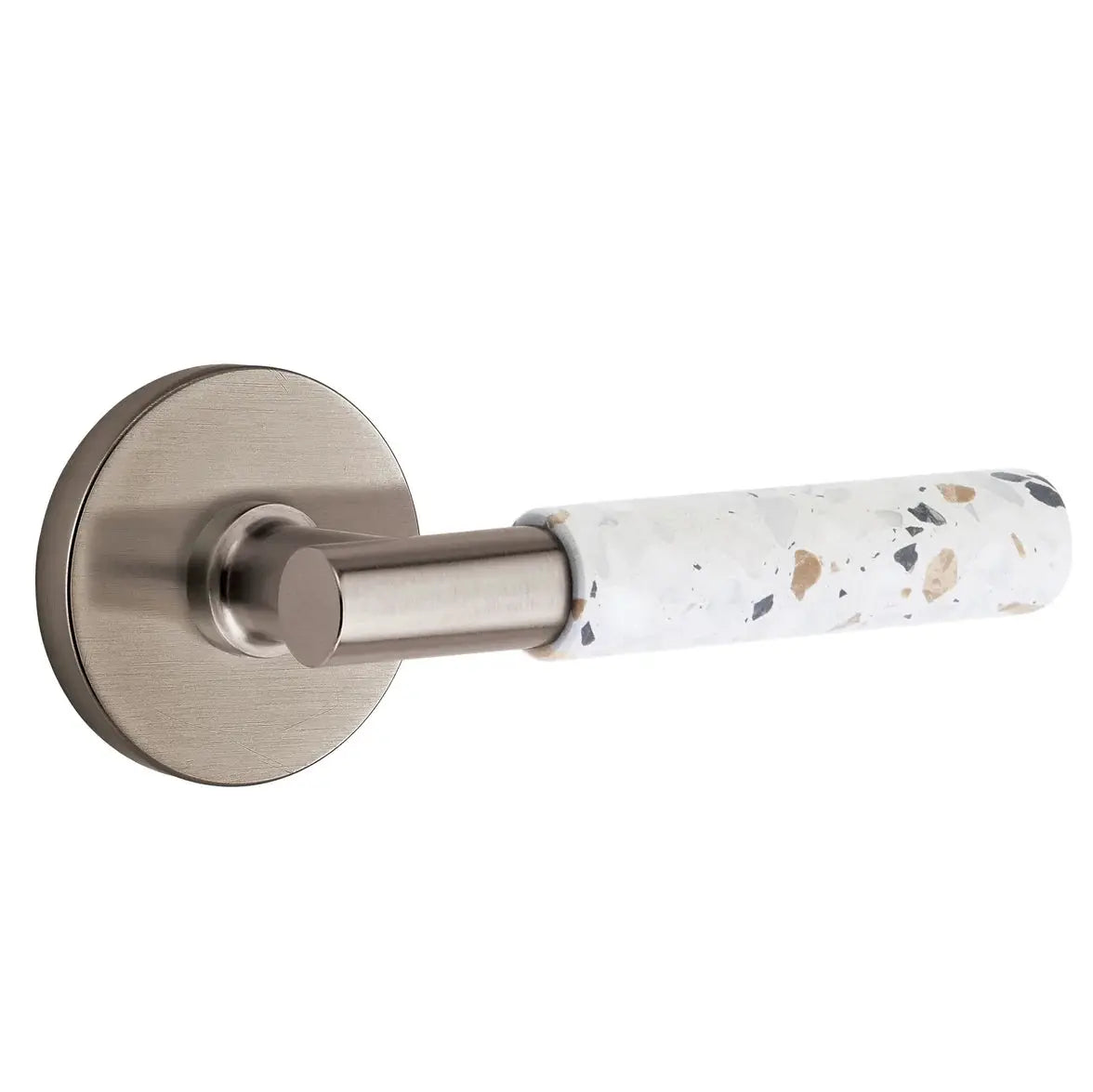 Emtek Light Terrazzo Lever with Disk Rosette and T-Bar Stem by Emtek