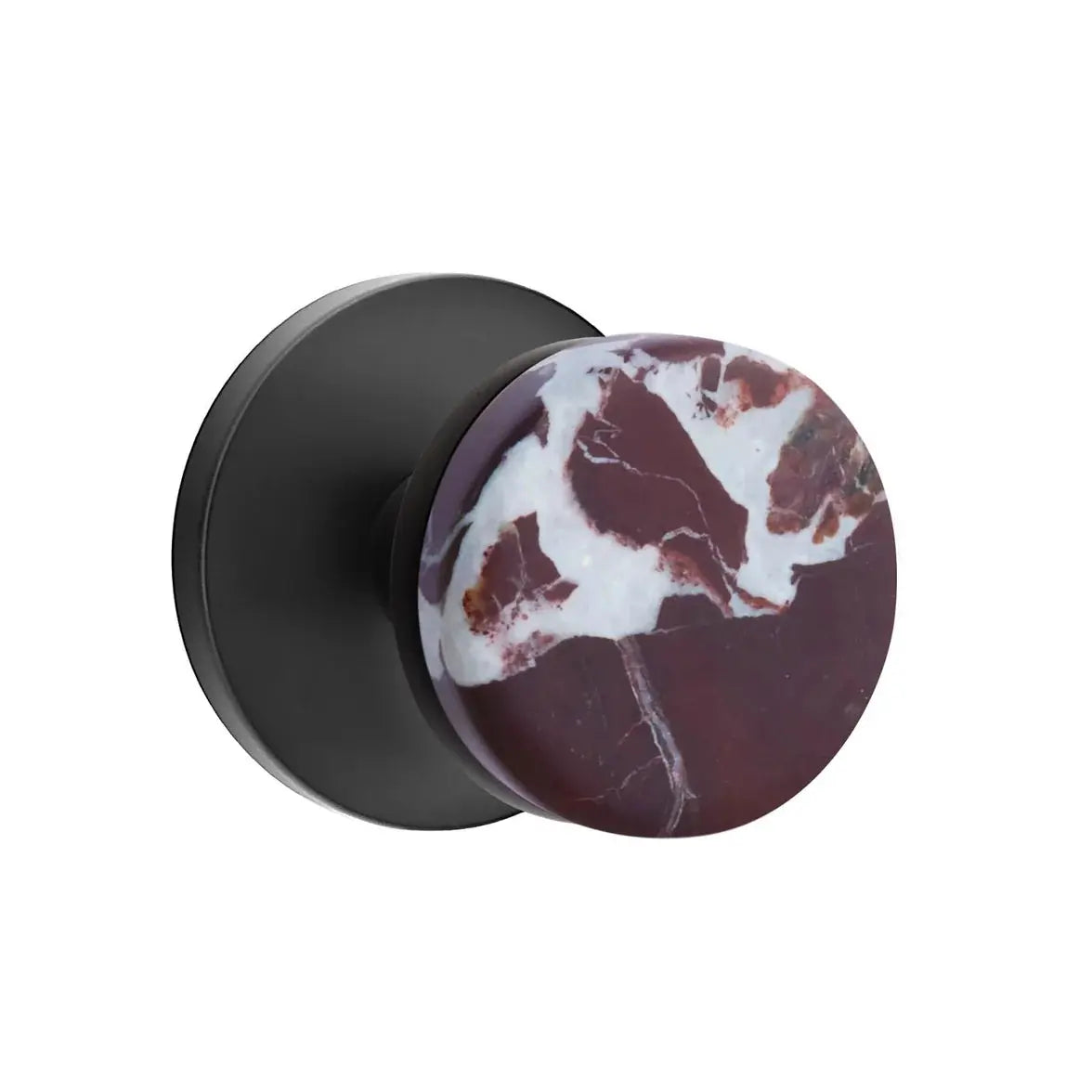 Emtek Rosso Levanto Marble Knob with Disk Rosette and Conical Stem by Emtek