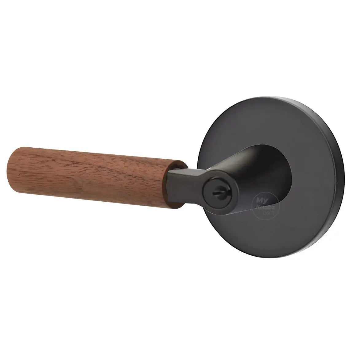Emtek Walnut Lever with Disk Rosette and L-Square Stem by Emtek