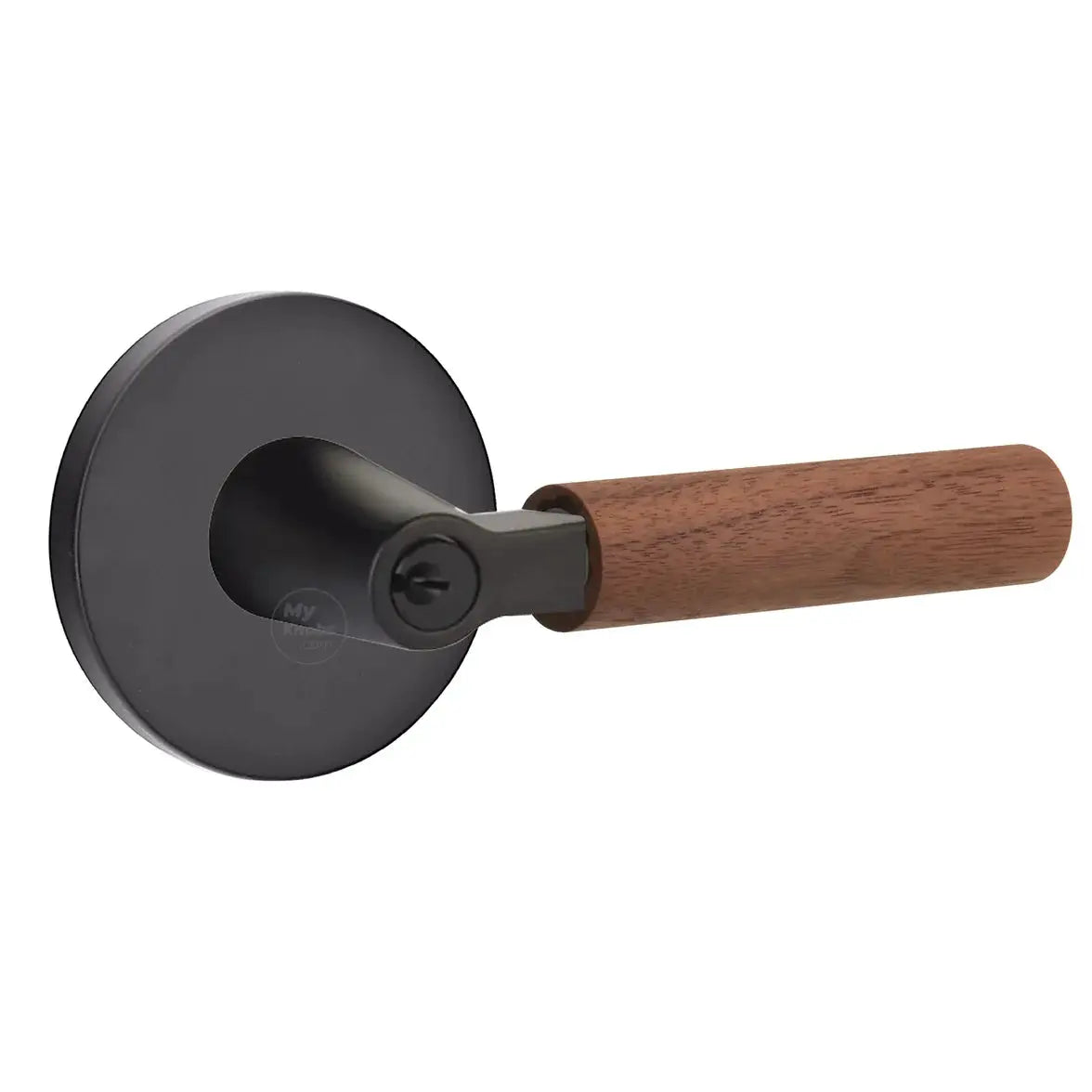 Emtek Walnut Lever with Disk Rosette and L-Square Stem by Emtek