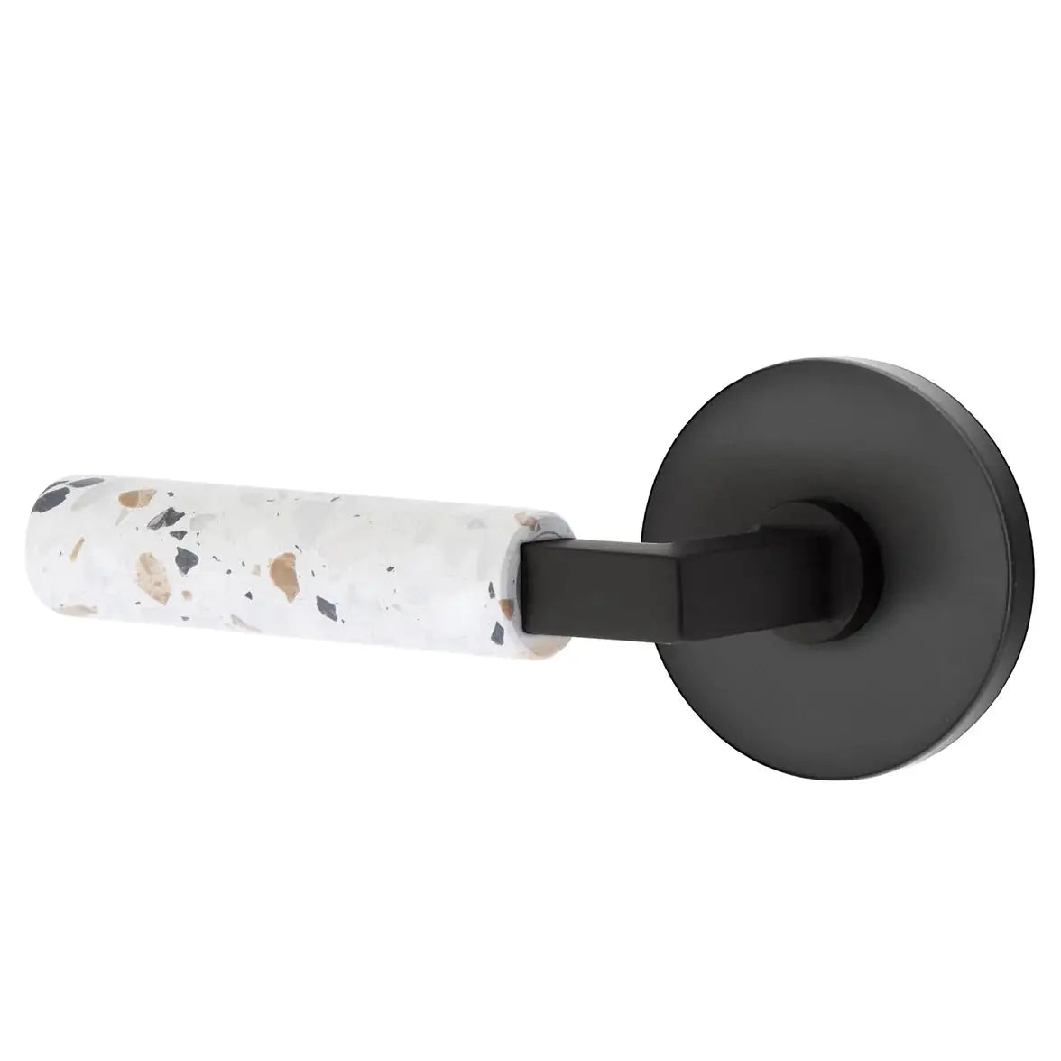 Emtek Light Terrazzo Lever with Disk Rosette and L-Square Stem by Emtek
