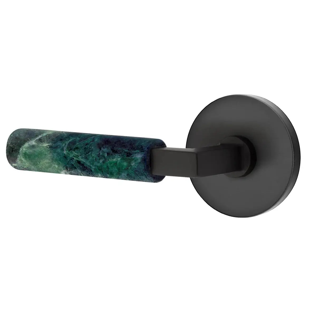 Emtek Green Marble Lever with Disk Rosette and L-Square Stem by Emtek