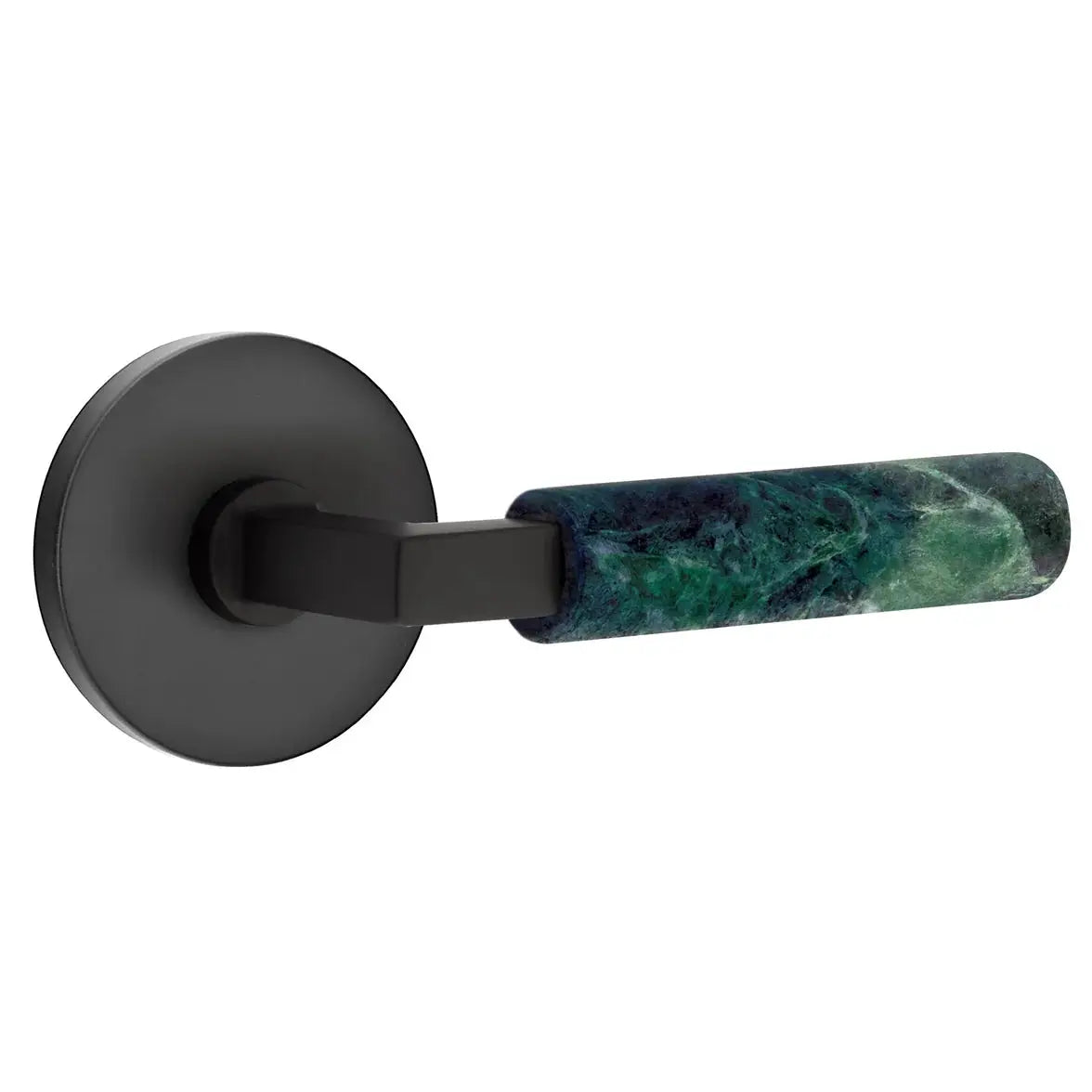 Emtek Green Marble Lever with Disk Rosette and L-Square Stem by Emtek