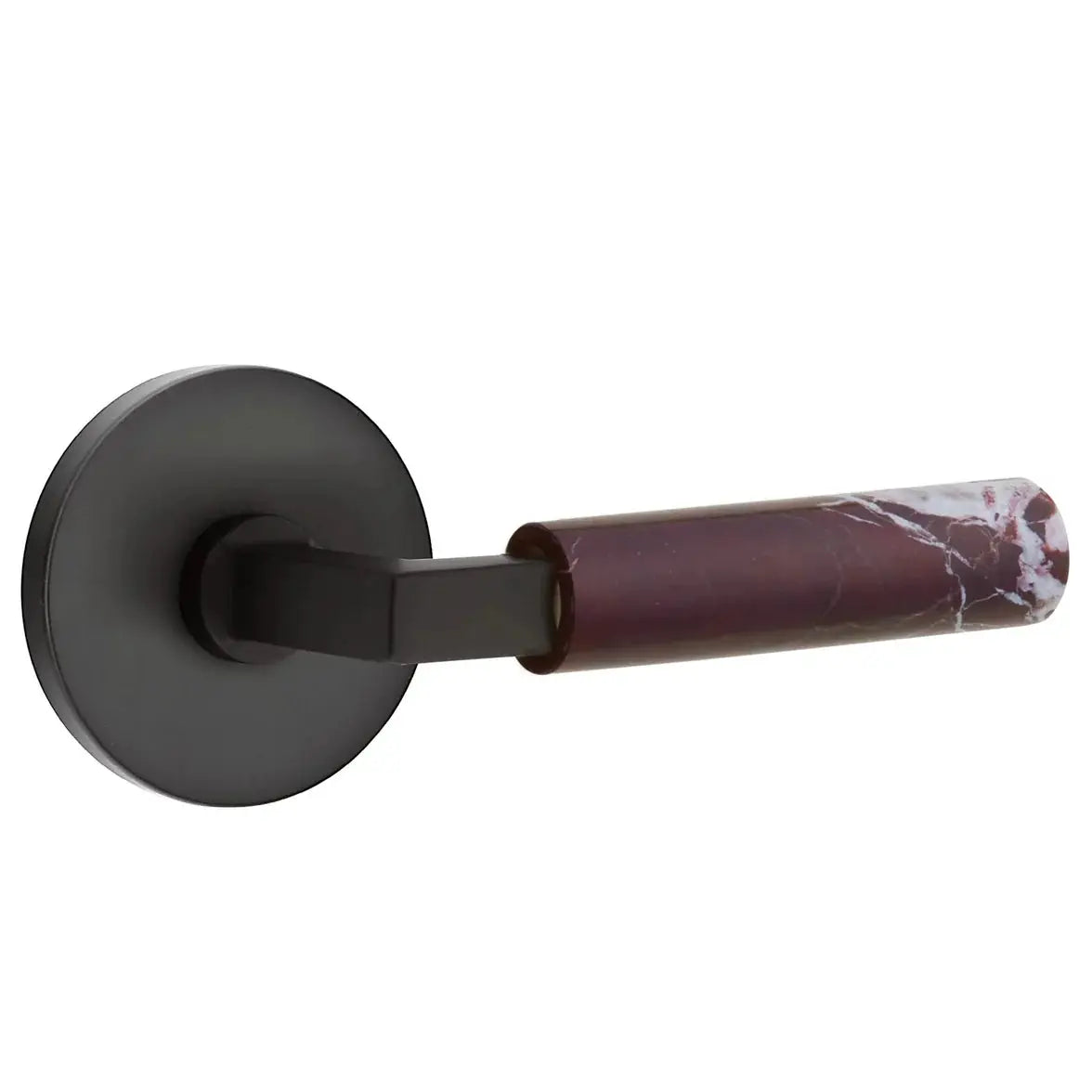 Emtek Rosso Levanto Marble Lever with Disk Rosette and L-Square Stem by Emtek