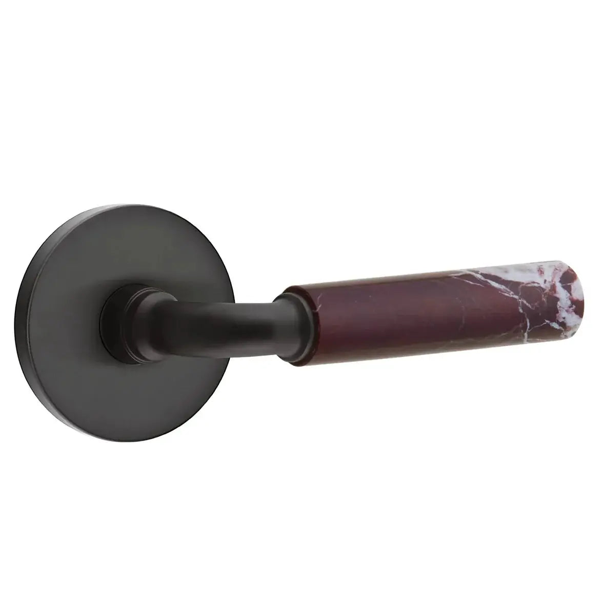 Emtek Rosso Levanto Marble Lever with Disk Rosette and R-Bar Stem by Emtek
