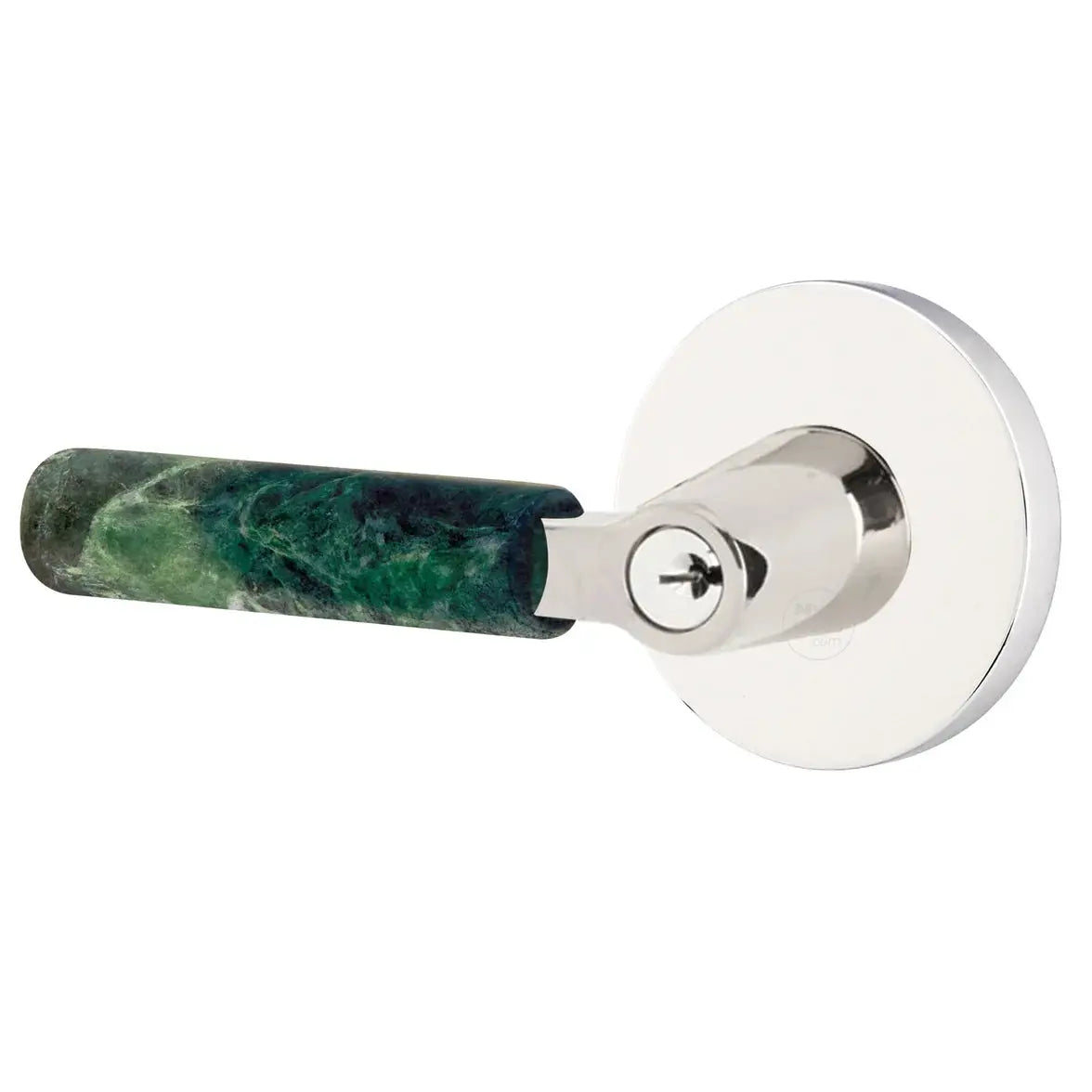Emtek Green Marble Lever with Disk Rosette and L-Square Stem by Emtek