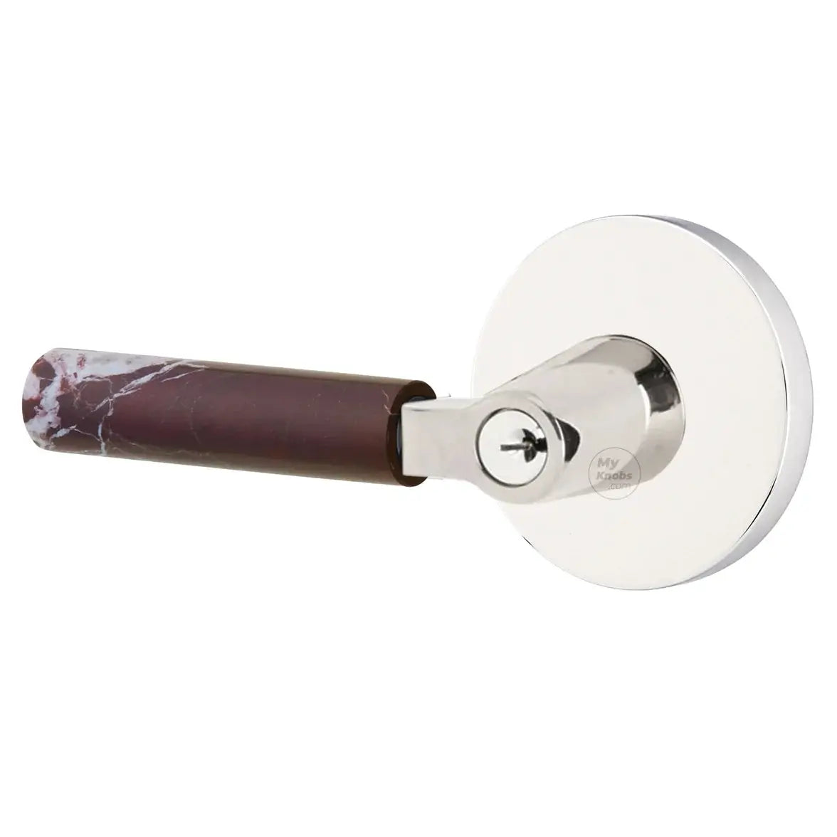 Emtek Rosso Levanto Marble Lever with Disk Rosette and L-Square Stem by Emtek