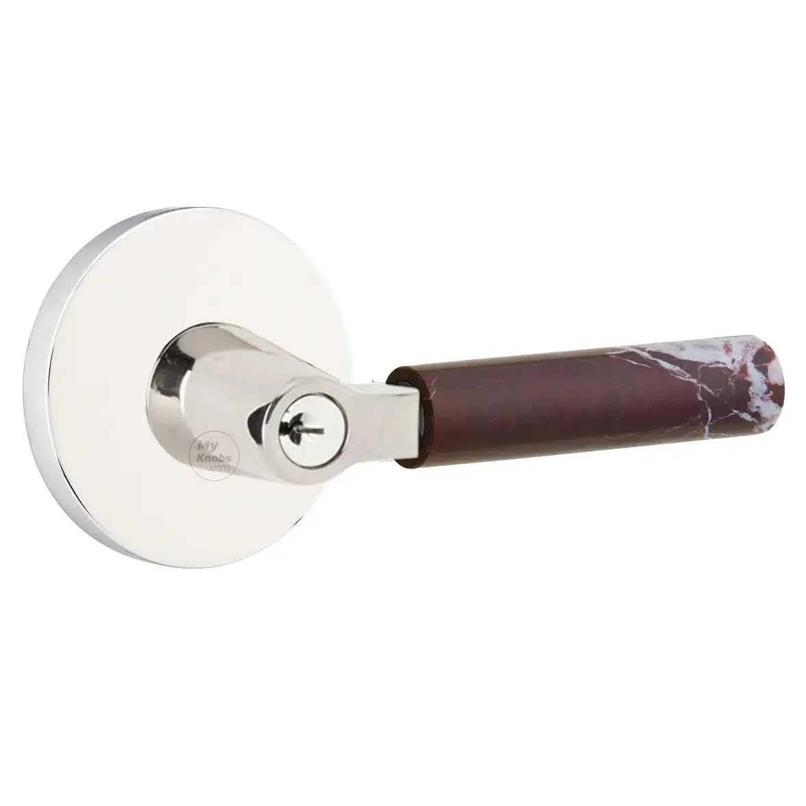 Emtek Rosso Levanto Marble Lever with Disk Rosette and L-Square Stem by Emtek