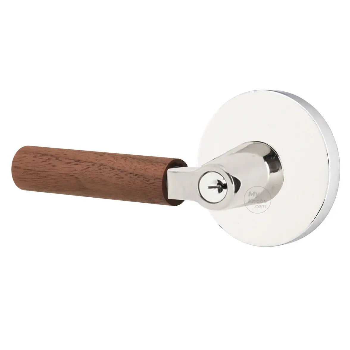 Emtek Walnut Lever with Disk Rosette and L-Square Stem by Emtek