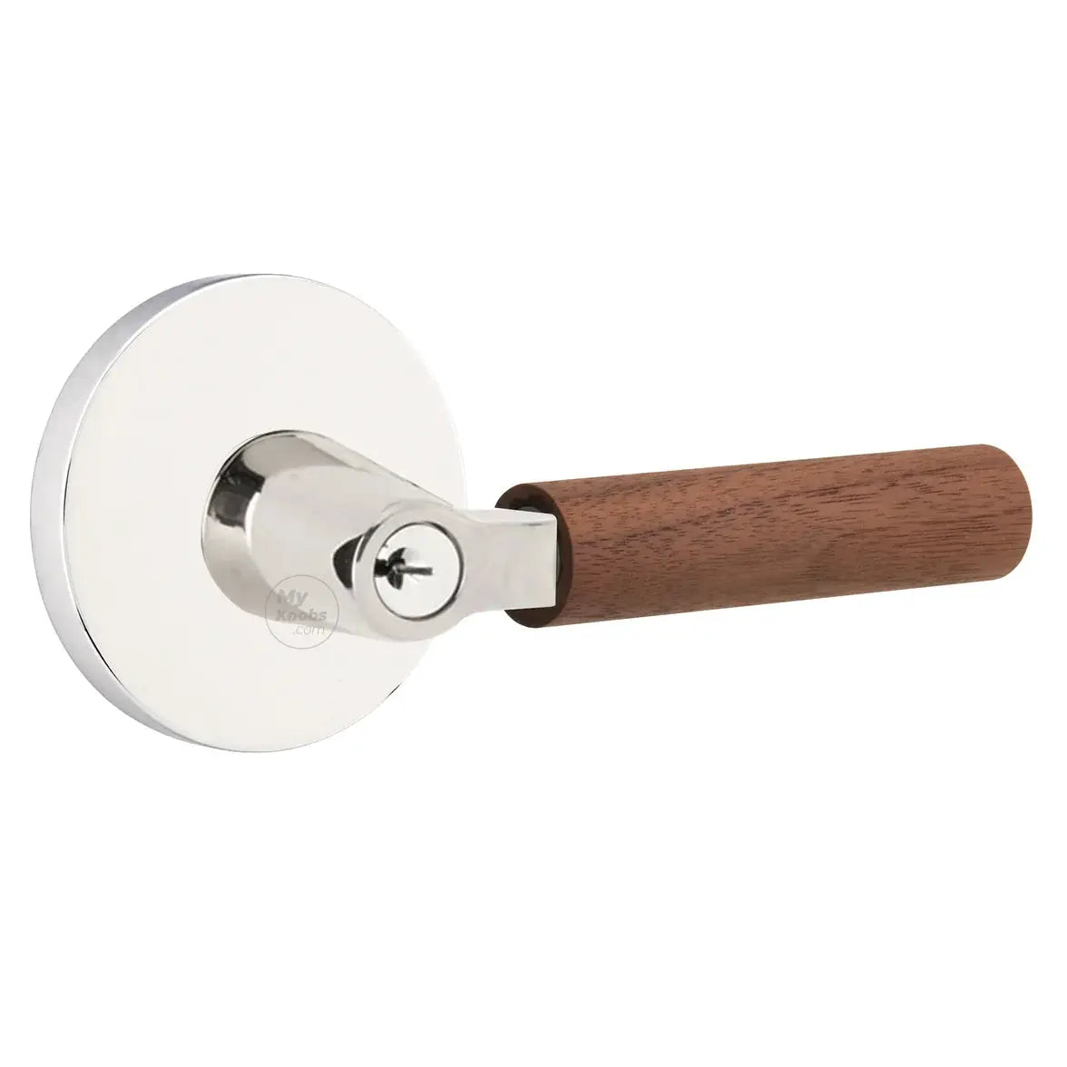 Emtek Walnut Lever with Disk Rosette and L-Square Stem by Emtek