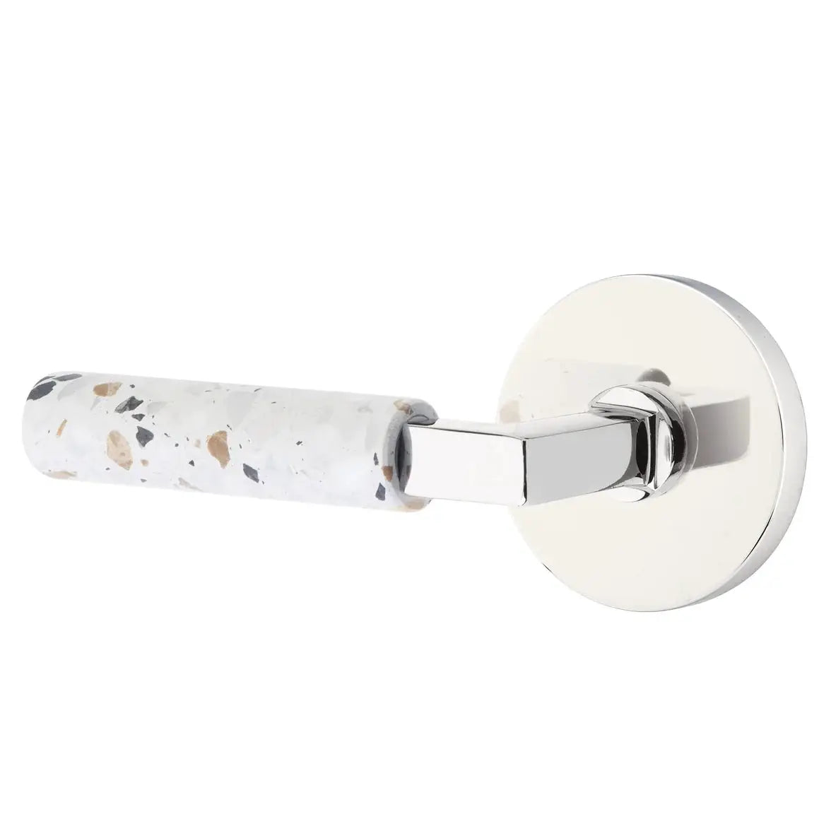 Emtek Light Terrazzo Lever with Disk Rosette and L-Square Stem by Emtek