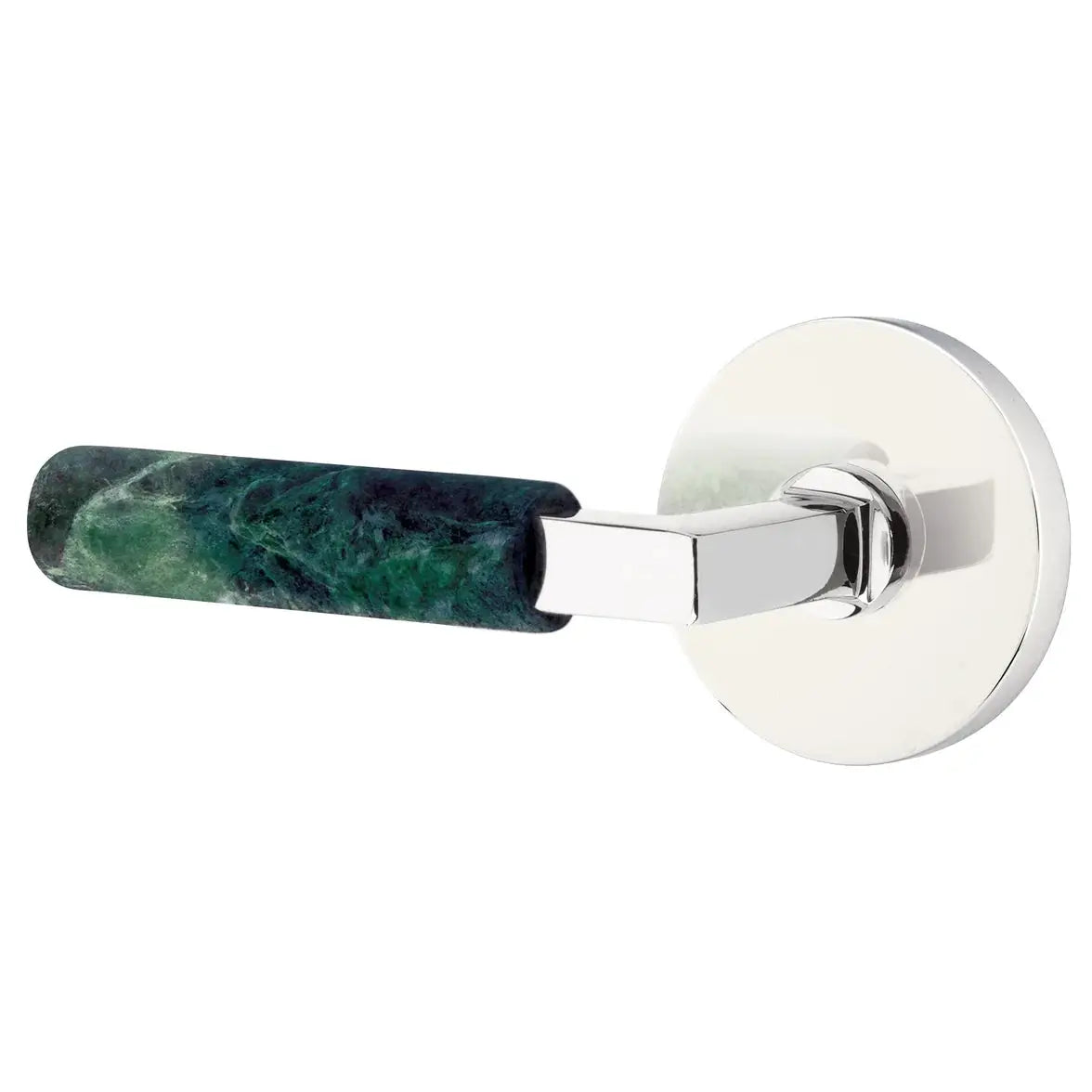 Emtek Green Marble Lever with Disk Rosette and L-Square Stem by Emtek