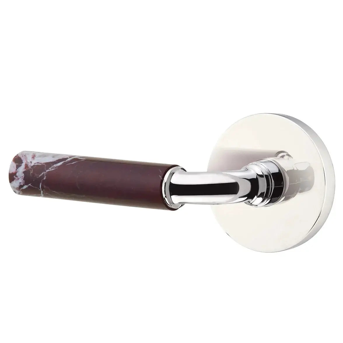 Emtek Rosso Levanto Marble Lever with Disk Rosette and R-Bar Stem by Emtek