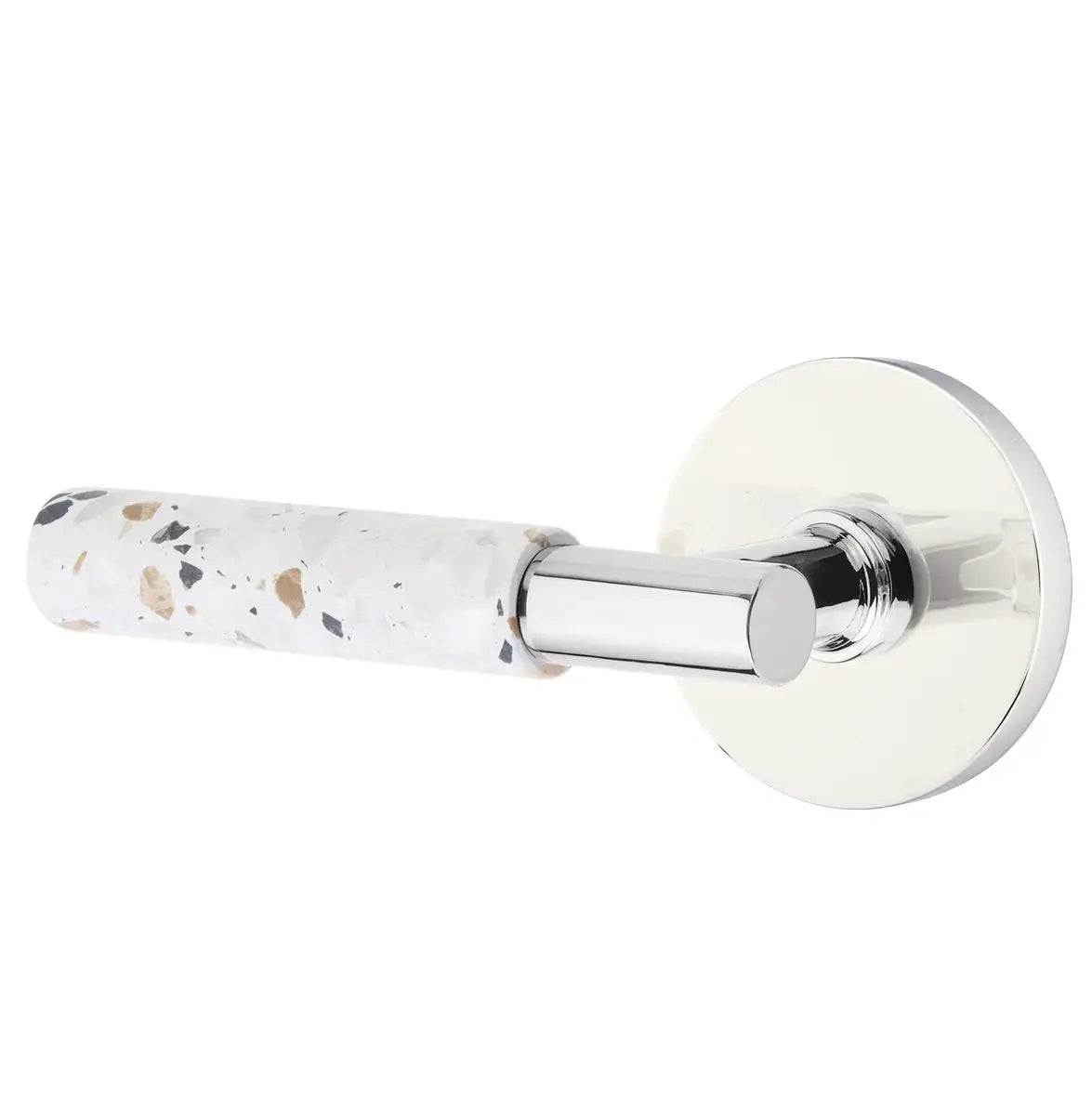 Emtek Light Terrazzo Lever with Disk Rosette and T-Bar Stem by Emtek