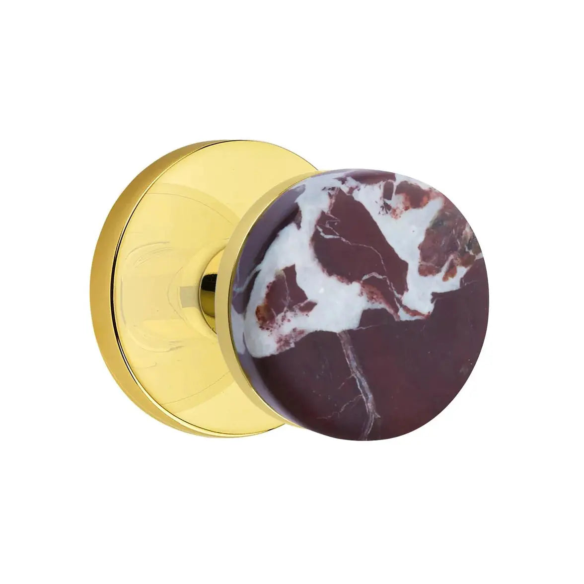 Emtek Rosso Levanto Marble Knob with Disk Rosette and Conical Stem by Emtek