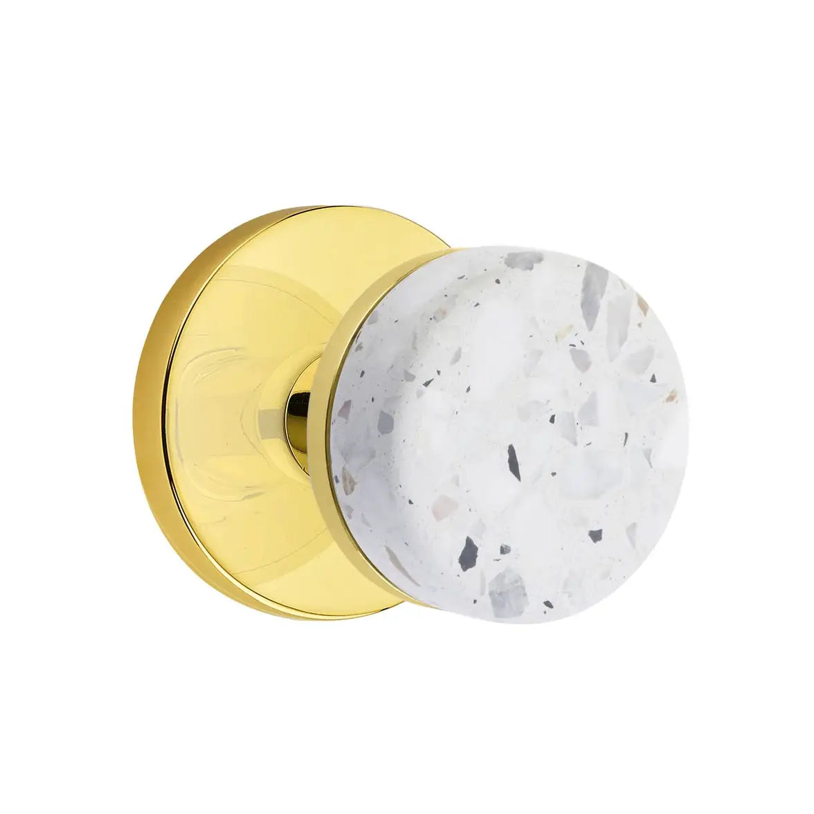 Emtek Light Terrazzo Knob with Disk Rosette and Conical Stem by Emtek