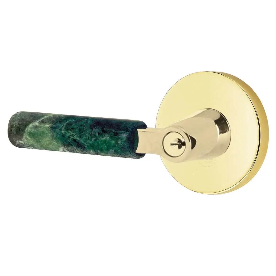 Emtek Green Marble Lever with Disk Rosette and L-Square Stem by Emtek