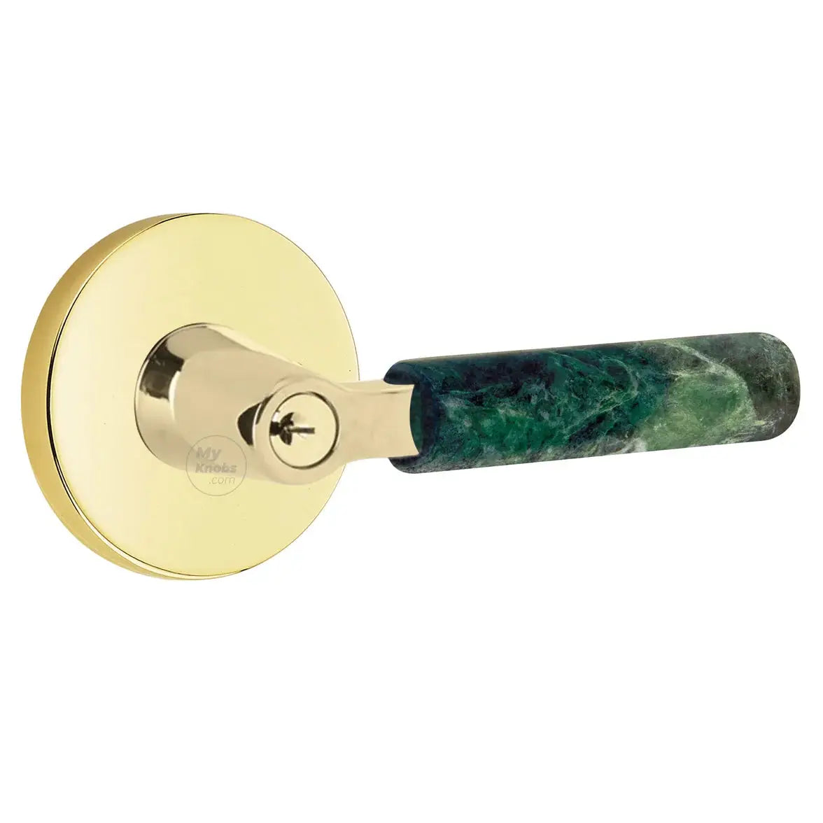 Emtek Green Marble Lever with Disk Rosette and L-Square Stem by Emtek