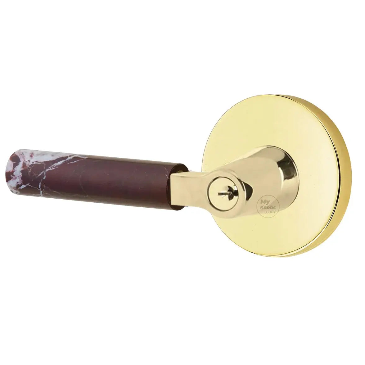 Emtek Rosso Levanto Marble Lever with Disk Rosette and L-Square Stem by Emtek