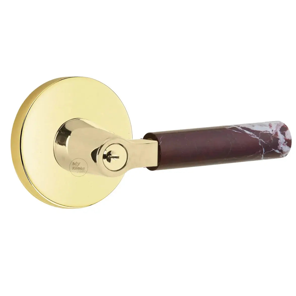 Emtek Rosso Levanto Marble Lever with Disk Rosette and L-Square Stem by Emtek